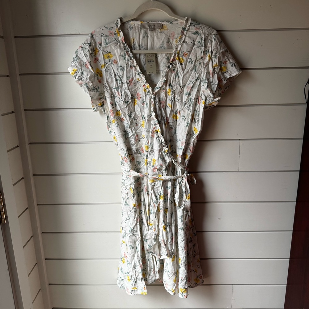 Loft Pastel Floral Wrap Dress